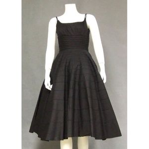 Corded Black Cotton 1950's Party Sun Dress Topper
